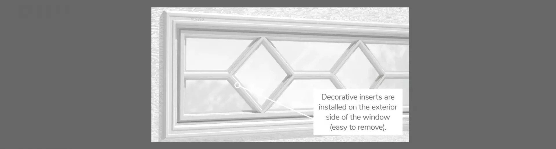 Waterton Decorative Insert, 40" x 13" or 41" x 16", available for door R-16, R-12, 3 layers - Polystyrene, 2 layers - Polystyrene and Non-insulated