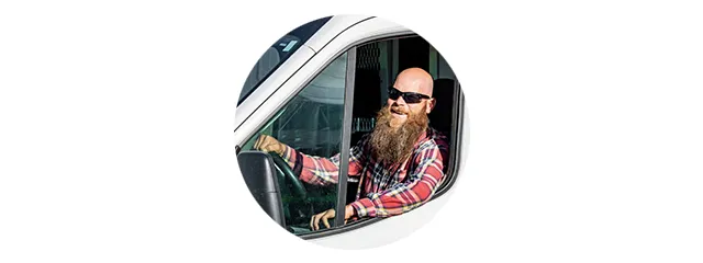 Garage door technician on his truck