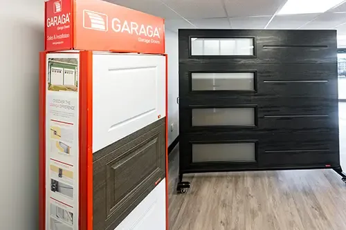 Garage door in McLaughlin showroom