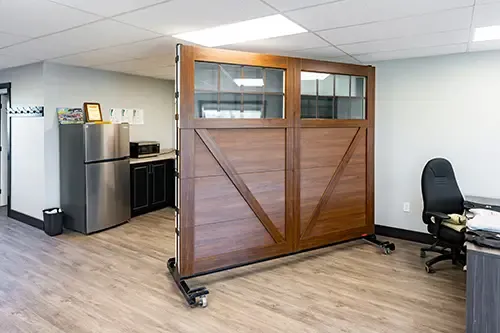 Brown Garage door in McLaughlin showroom